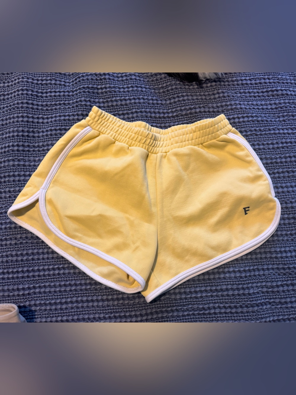Kids Yellow Athletic Shorts with White Trim